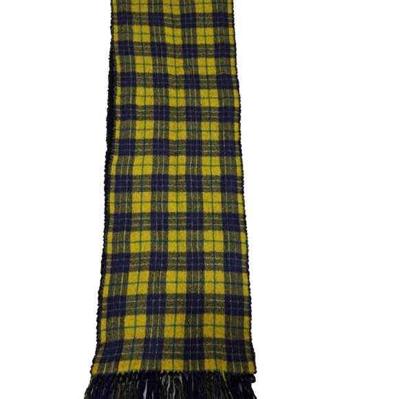 GUCCI Tartan Wool Classic Nova Check Plaid Fringe Embroidered Yellow SCARF - Picture 3 of 6